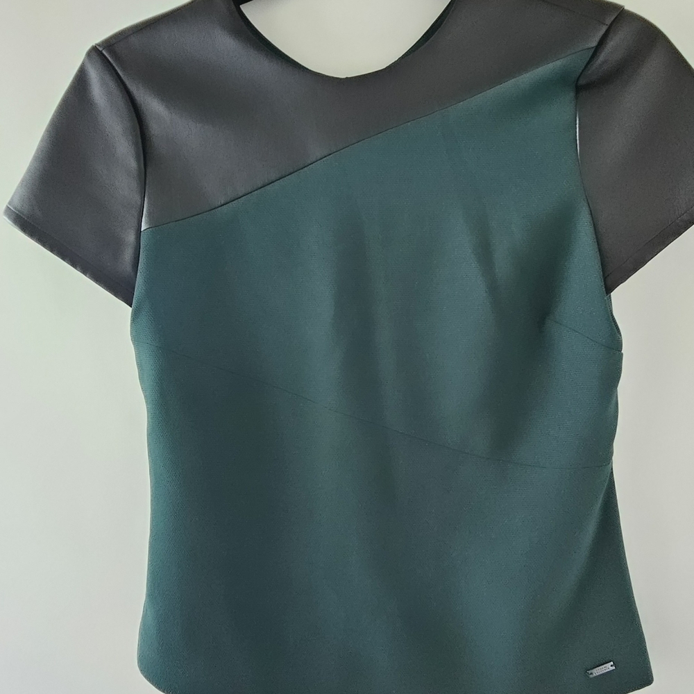 Armani Exchange Green Asymmetrical Fitted Tee